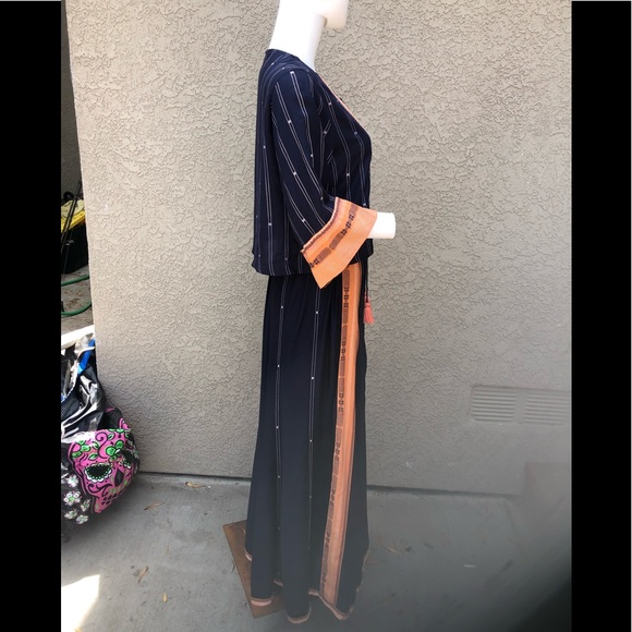 2 piece Wide Leg Crop Top Boho Style Outfit - sz L - Picture 3 of 9